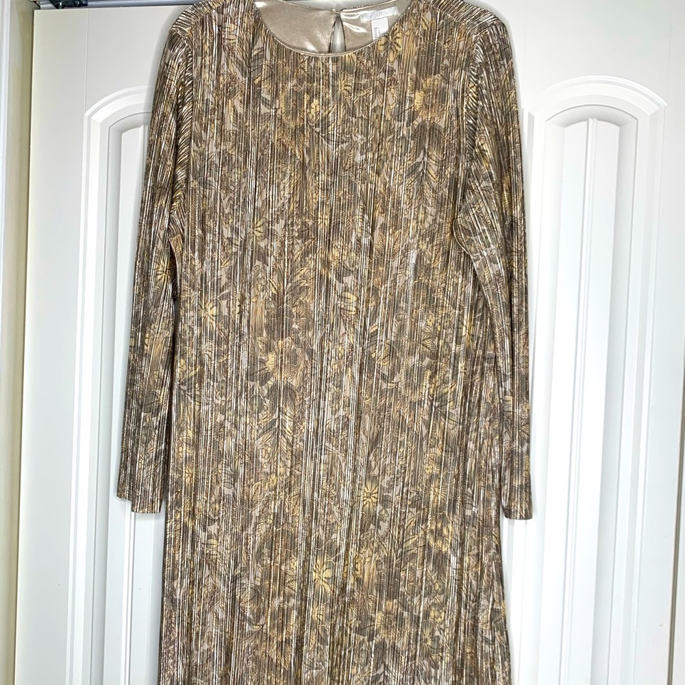 H&M gold pleated dress